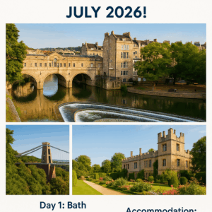 BATH & BRISTOL MINI BREAK INCL SUDELEY CASTLE: MONDAY THE 6TH OF JULY 2026 - WEDNESDAY THE 8TH OF JULY 2026 - 3 DAYS, 2  NIGHTS, BED AND BREAKFAST £99 DEPOSIT TO HOLD YOUR SPACE